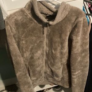 fluffy brown jacket